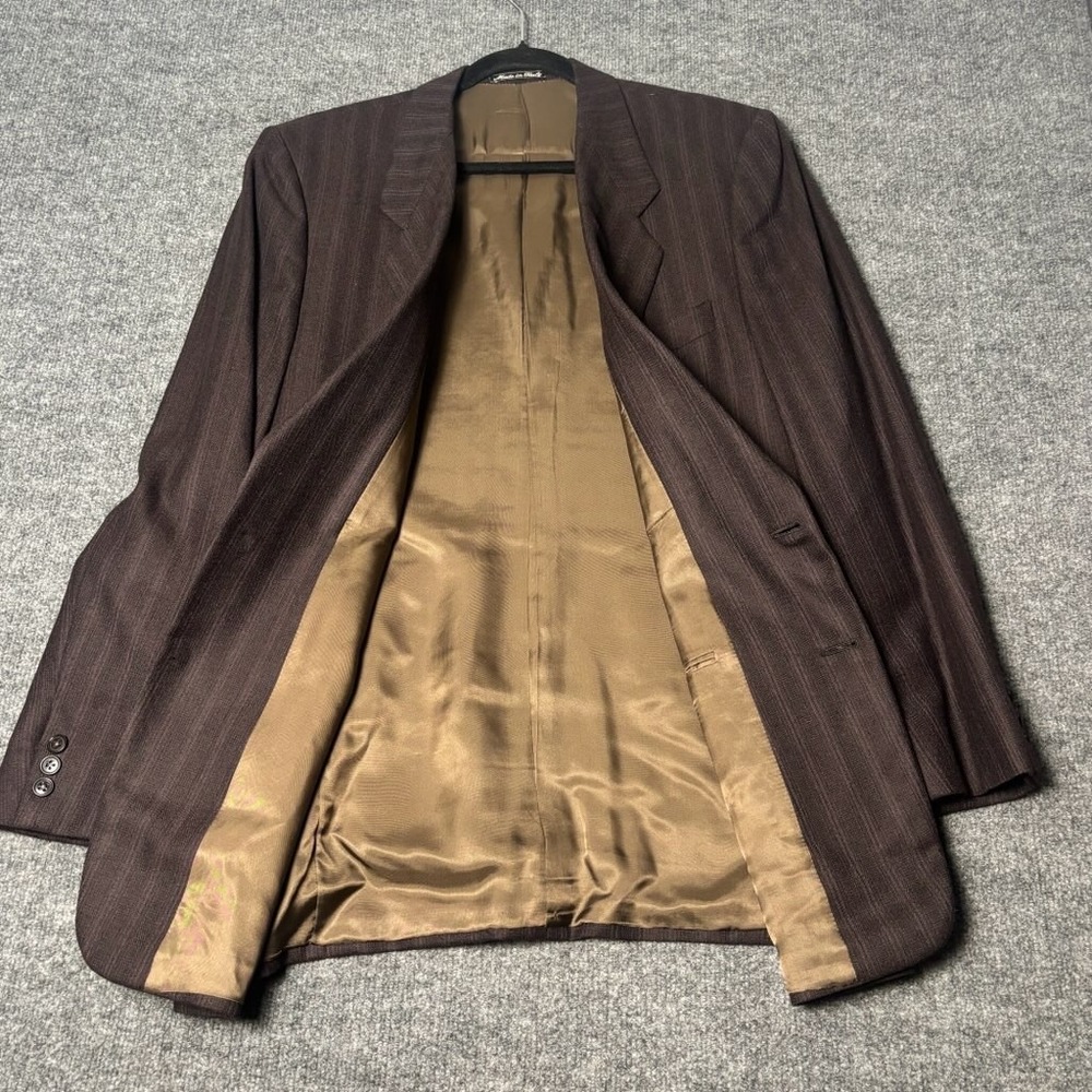 Emanuel Ungaro Uomo Brown Pinstripe Virgin Wool Blazer Saks Fifth Avenue 42L IT - Picture 3 of 16